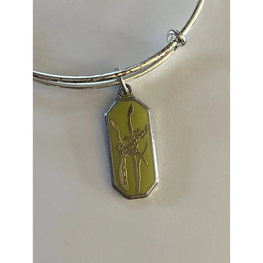 Alex and Ani Silver Tone Warrior's Will Gladiolus Charm Bracelet
